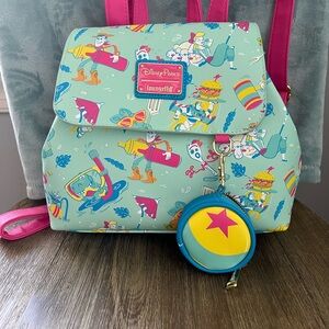 Disney Parks Toy Story Summer Splash Loungefly Mini Backpack & Coin Purse